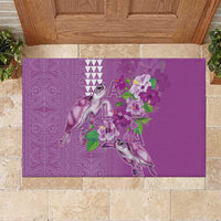 Hawaii Aloha Turtle Hibiscus and Leaves Rubber Doormat with Polynesian and Kakau Tattoos Lilac Color LT03 Purple - Polynesian Pride