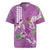 Hawaii Aloha Turtle Hibiscus and Leaves Rugby Jersey with Polynesian and Kakau Tattoos Lilac Color - Polynesian Pride
