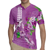 Hawaii Aloha Turtle Hibiscus and Leaves Rugby Jersey with Polynesian and Kakau Tattoos Lilac Color LT03 - Polynesian Pride