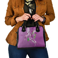 Hawaii Aloha Turtle Hibiscus and Leaves Shoulder Handbag with Polynesian and Kakau Tattoos Lilac Color LT03 - Polynesian Pride