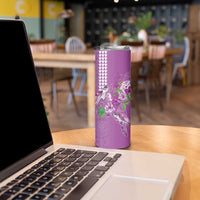 Hawaii Aloha Turtle Hibiscus and Leaves Skinny Tumbler with Polynesian and Kakau Tattoos Lilac Color LT03 - Polynesian Pride