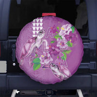 Hawaii Aloha Turtle Hibiscus and Leaves Spare Tire Cover with Polynesian and Kakau Tattoos Lilac Color LT03 No hole Purple - Polynesian Pride