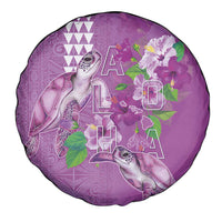 Hawaii Aloha Turtle Hibiscus and Leaves Spare Tire Cover with Polynesian and Kakau Tattoos Lilac Color LT03 - Polynesian Pride