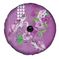 Hawaii Aloha Turtle Hibiscus and Leaves Spare Tire Cover with Polynesian and Kakau Tattoos Lilac Color LT03 - Polynesian Pride