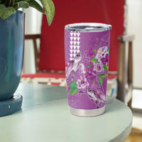 Hawaii Aloha Turtle Hibiscus and Leaves Tumbler Cup with Polynesian and Kakau Tattoos Lilac Color LT03 - Polynesian Pride
