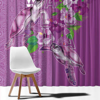 Hawaii Aloha Turtle Hibiscus and Leaves Window Curtain with Polynesian and Kakau Tattoos Lilac Color LT03 - Polynesian Pride