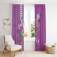 Hawaii Aloha Turtle Hibiscus and Leaves Window Curtain with Polynesian and Kakau Tattoos Lilac Color LT03 - Polynesian Pride