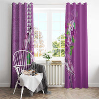 Hawaii Aloha Turtle Hibiscus and Leaves Window Curtain with Polynesian and Kakau Tattoos Lilac Color LT03 - Polynesian Pride