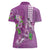 Hawaii Aloha Turtle Hibiscus and Leaves Women Polo Shirt with Polynesian and Kakau Tattoos Lilac Color - Polynesian Pride