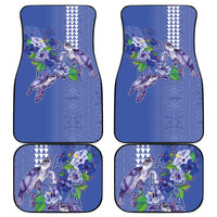 Hawaii Aloha Turtle Hibiscus and Leaves Car Mats with Polynesian and Kakau Tattoos Denim Color LT03 - Polynesian Pride