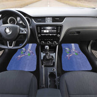 Hawaii Aloha Turtle Hibiscus and Leaves Car Mats with Polynesian and Kakau Tattoos Denim Color LT03 Set 2pcs - Front Blue - Polynesian Pride