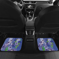 Hawaii Aloha Turtle Hibiscus and Leaves Car Mats with Polynesian and Kakau Tattoos Denim Color LT03 Set 2pcs - Back Blue - Polynesian Pride
