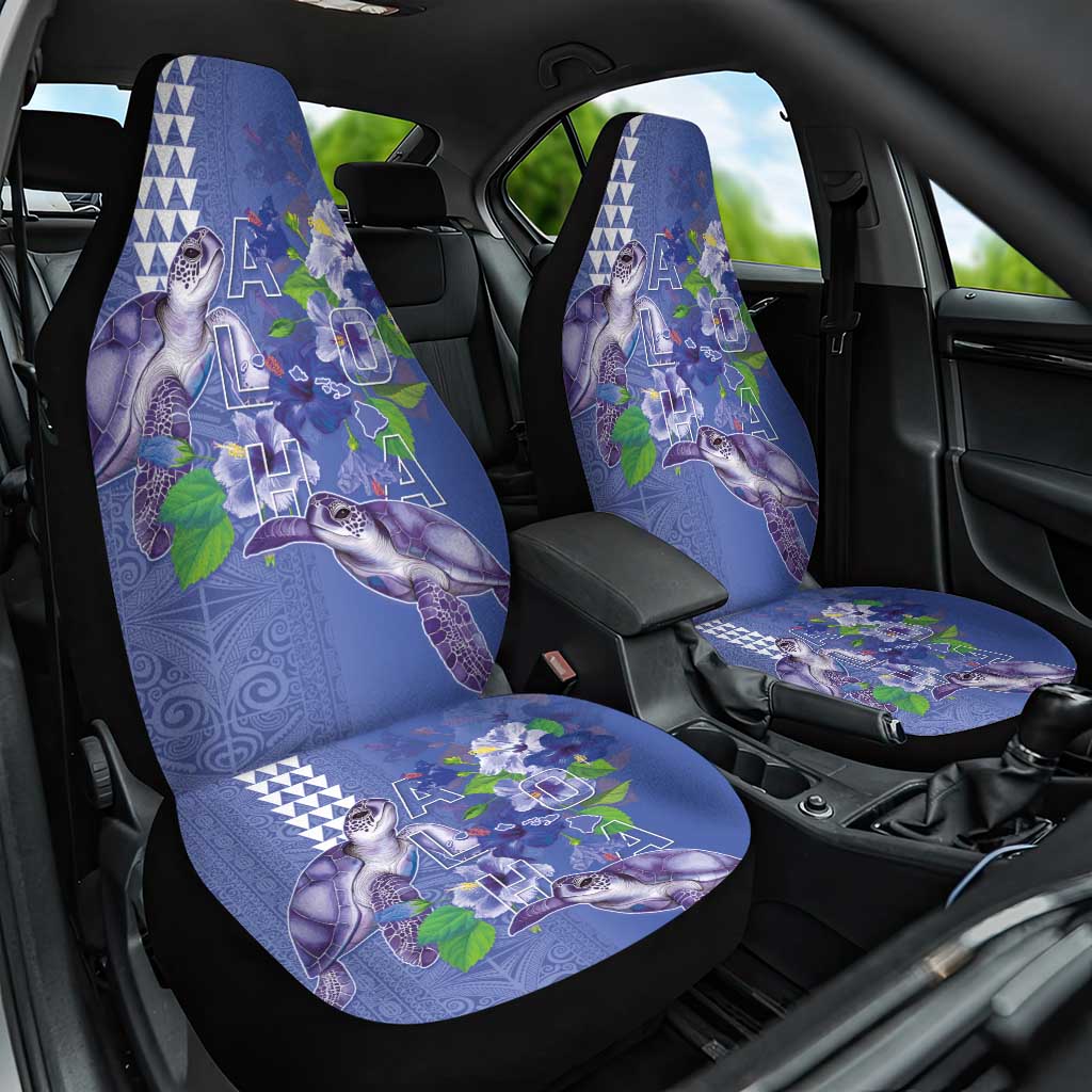 Hawaii Aloha Turtle Hibiscus and Leaves Car Seat Cover with Polynesian and Kakau Tattoos Denim Color LT03 One Size Blue - Polynesian Pride
