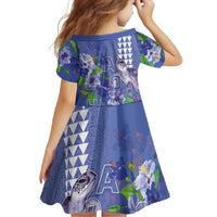 Hawaii Aloha Turtle Hibiscus and Leaves Family Matching Off Shoulder Maxi Dress and Hawaiian Shirt with Polynesian and Kakau Tattoos Denim Color LT03 - Polynesian Pride