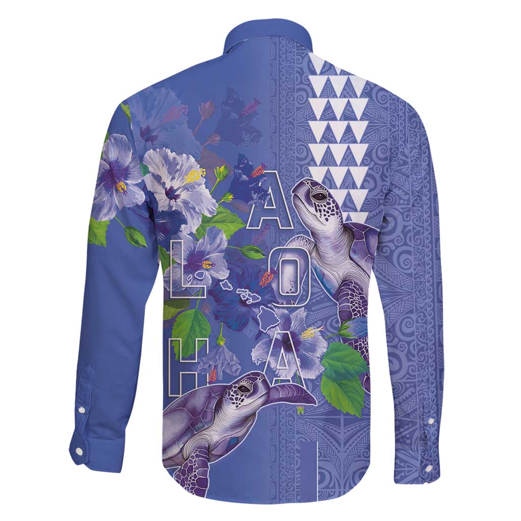 Hawaii Aloha Turtle Hibiscus and Leaves Family Matching Summer Maxi Dress and Hawaiian Shirt with Polynesian and Kakau Tattoos Denim Color LT03 - Polynesian Pride
