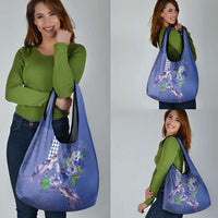 Hawaii Aloha Turtle Hibiscus and Leaves Grocery Bag with Polynesian and Kakau Tattoos Denim Color LT03 - Polynesian Pride