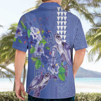 Hawaii Aloha Turtle Hibiscus and Leaves Hawaiian Shirt with Polynesian and Kakau Tattoos Denim Color LT03 - Polynesian Pride