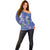 Hawaii Aloha Turtle Hibiscus and Leaves Off Shoulder Sweater with Polynesian and Kakau Tattoos Denim Color - Polynesian Pride