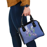 Hawaii Aloha Turtle Hibiscus and Leaves Shoulder Handbag with Polynesian and Kakau Tattoos Denim Color - Polynesian Pride