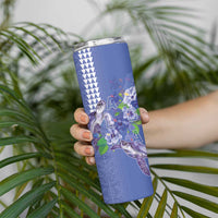 Hawaii Aloha Turtle Hibiscus and Leaves Skinny Tumbler with Polynesian and Kakau Tattoos Denim Color LT03 - Polynesian Pride