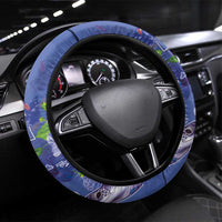 Hawaii Aloha Turtle Hibiscus and Leaves Steering Wheel Cover with Polynesian and Kakau Tattoos Denim Color LT03 Universal Fit Blue - Polynesian Pride