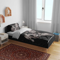 Hawaii Aloha Turtle Hibiscus and Leaves Bedding Set with Polynesian and Kakau Tattoos Black Color - Polynesian Pride
