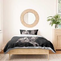 Hawaii Aloha Turtle Hibiscus and Leaves Bedding Set with Polynesian and Kakau Tattoos Black Color - Polynesian Pride