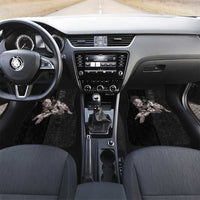 Hawaii Aloha Turtle Hibiscus and Leaves Car Mats with Polynesian and Kakau Tattoos Black Color LT03 Set 2pcs - Front Black - Polynesian Pride