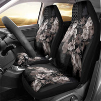 Hawaii Aloha Turtle Hibiscus and Leaves Car Seat Cover with Polynesian and Kakau Tattoos Black Color LT03 - Polynesian Pride