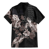 Hawaii Aloha Turtle Hibiscus and Leaves Family Matching Mermaid Dress and Hawaiian Shirt with Polynesian and Kakau Tattoos Black Color LT03 - Polynesian Pride