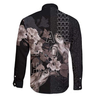 Hawaii Aloha Turtle Hibiscus and Leaves Family Matching Puletasi and Hawaiian Shirt with Polynesian and Kakau Tattoos Black Color LT03 - Polynesian Pride