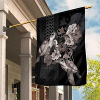 Hawaii Aloha Turtle Hibiscus and Leaves Garden Flag with Polynesian and Kakau Tattoos Black Color LT03 House Flag Black - Polynesian Pride