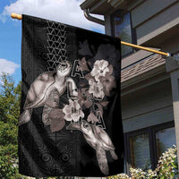 Hawaii Aloha Turtle Hibiscus and Leaves Garden Flag with Polynesian and Kakau Tattoos Black Color LT03 - Polynesian Pride