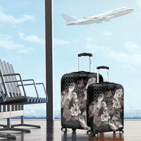 Hawaii Aloha Turtle Hibiscus and Leaves Luggage Cover with Polynesian and Kakau Tattoos Black Color LT03 - Polynesian Pride
