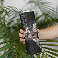 Hawaii Aloha Turtle Hibiscus and Leaves Skinny Tumbler with Polynesian and Kakau Tattoos Black Color LT03 - Polynesian Pride
