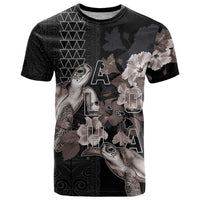 Hawaii Aloha Turtle Hibiscus and Leaves T Shirt with Polynesian and Kakau Tattoos Black Color LT03 Black - Polynesian Pride