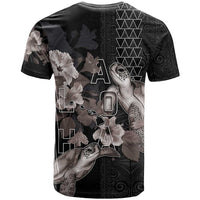 Hawaii Aloha Turtle Hibiscus and Leaves T Shirt with Polynesian and Kakau Tattoos Black Color LT03 - Polynesian Pride