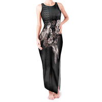 Hawaii Aloha Turtle Hibiscus and Leaves Tank Maxi Dress with Polynesian and Kakau Tattoos Black Color LT03 Women Black - Polynesian Pride