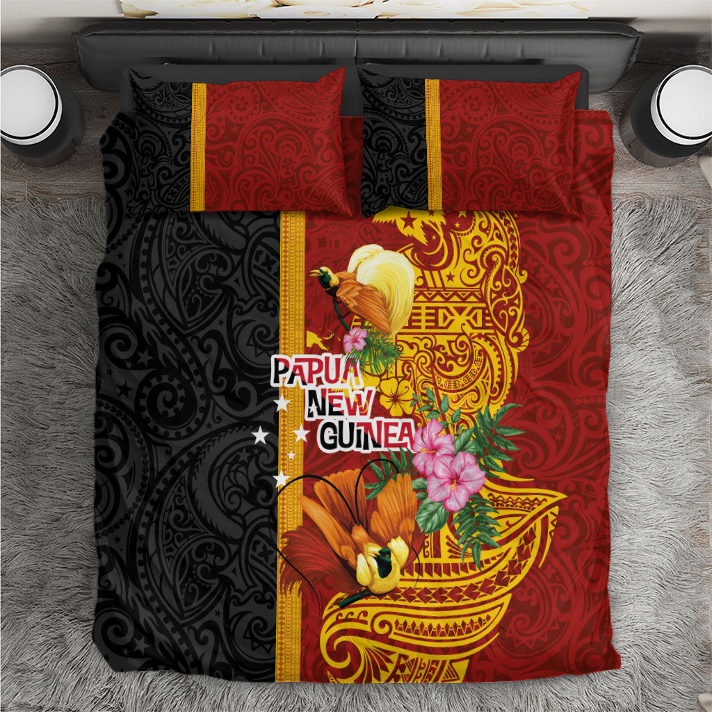 Papua New Guinea Independence Day Bedding Set Birds-of-Paradise Melanesian Tattoos Tropical Plants LT03 Multicolor - Polynesian Pride