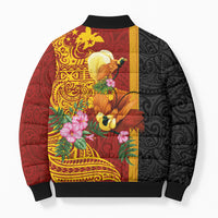 Papua New Guinea Independence Day Bomber Puffer Jacket Birds-of-Paradise Melanesian Tattoos Tropical Plants