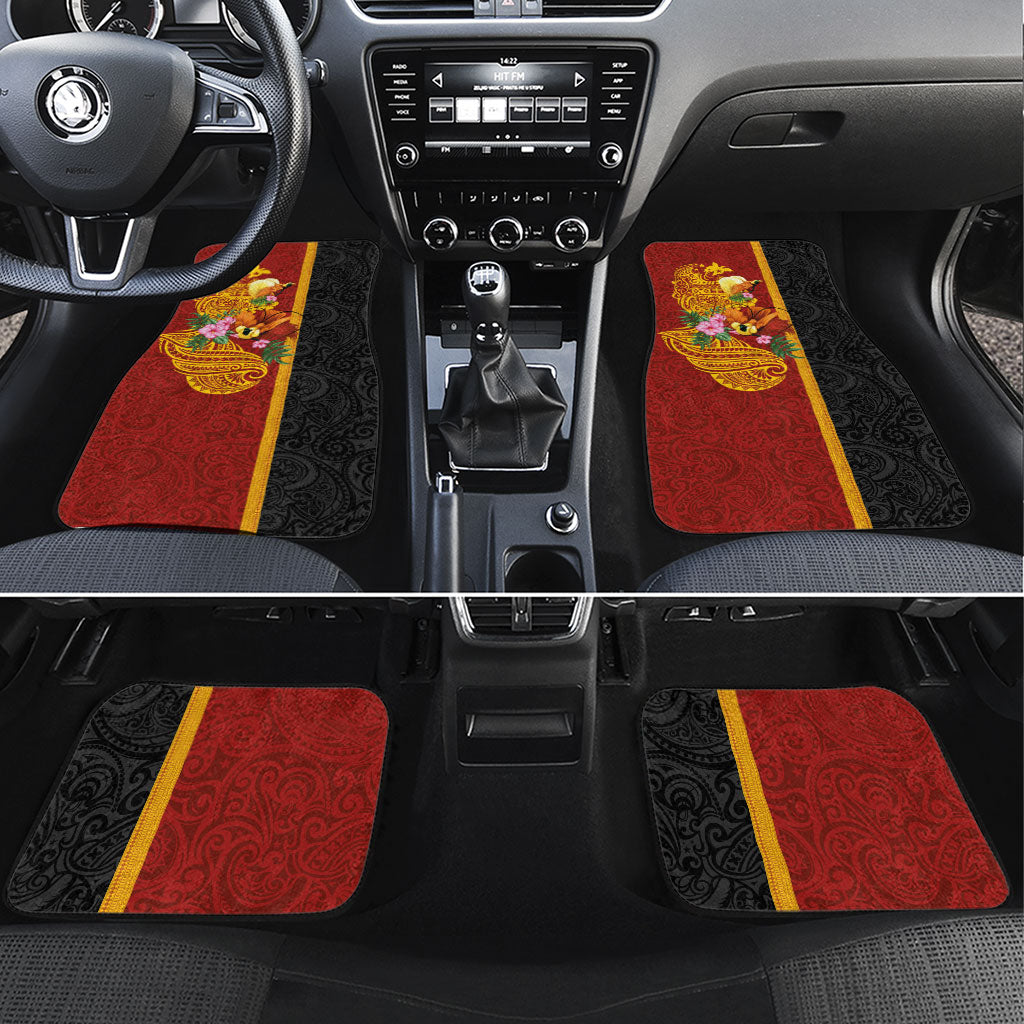 Papua New Guinea Independence Day Car Mats Birds-of-Paradise Melanesian Tattoos Tropical Plants LT03 Set 4pcs Multicolor - Polynesian Pride