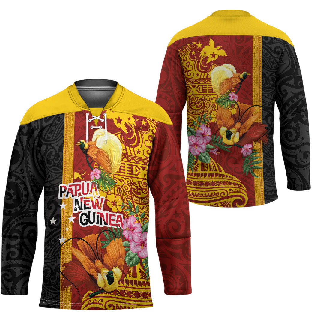 Papua New Guinea Independence Day Hockey Jersey Birds-of-Paradise Melanesian Tattoos Tropical Plants