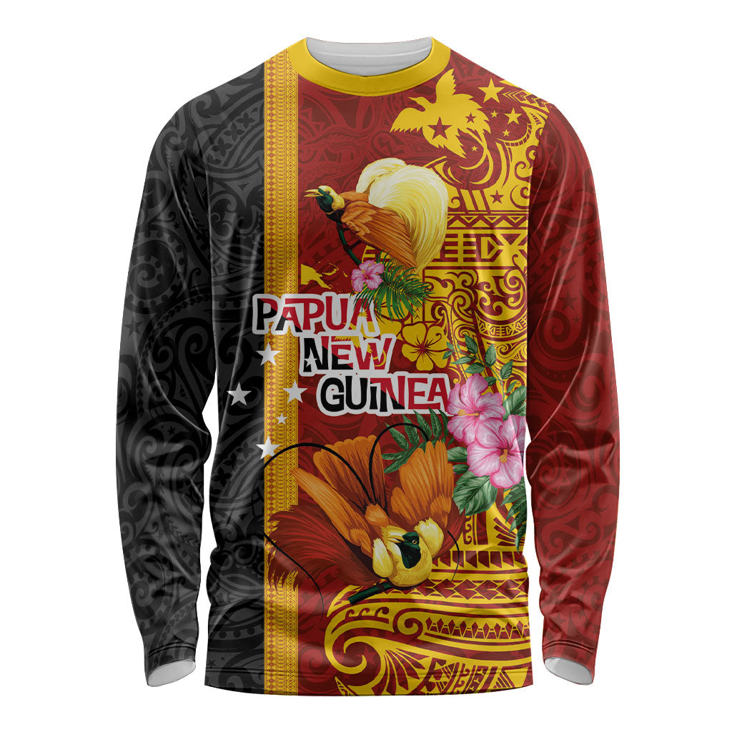 Papua New Guinea Independence Day Long Sleeve Shirt Birds-of-Paradise Melanesian Tattoos Tropical Plants