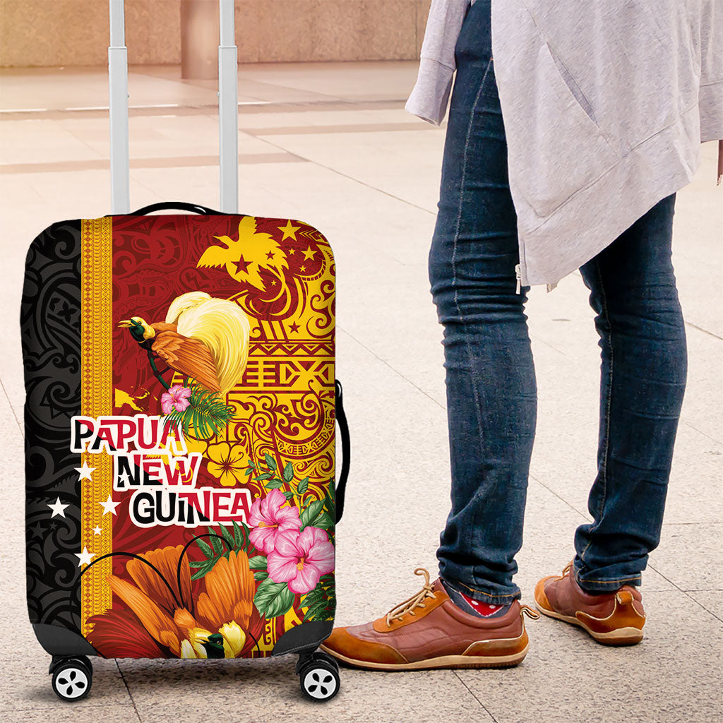Papua New Guinea Independence Day Luggage Cover Birds-of-Paradise Melanesian Tattoos Tropical Plants LT03 Multicolor - Polynesian Pride