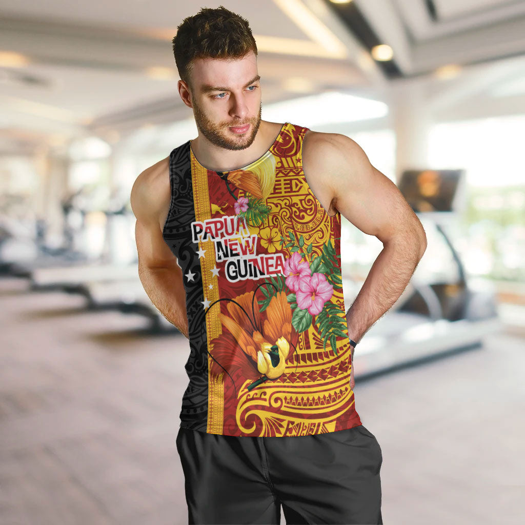 Papua New Guinea Independence Day Men Tank Top Birds-of-Paradise Melanesian Tattoos Tropical Plants LT03 Multicolor - Polynesian Pride