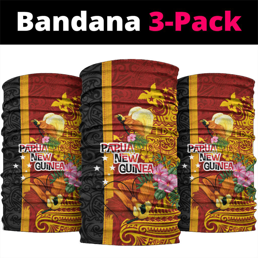 Papua New Guinea Independence Day Neck Gaiter Birds-of-Paradise Melanesian Tattoos Tropical Plants LT03 package One Size: 25*50cm Multicolor - Polynesian Pride