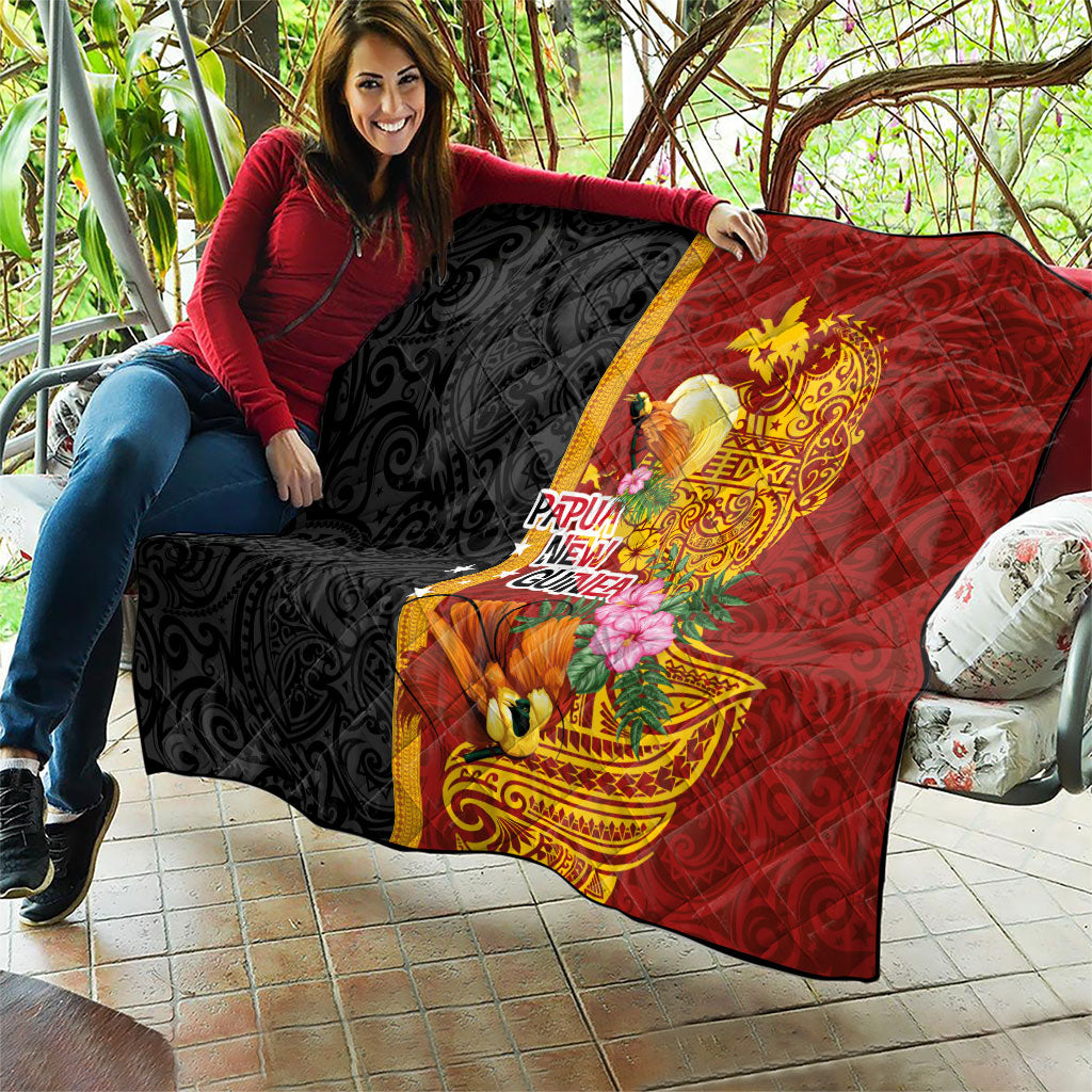 Papua New Guinea Independence Day Quilt Birds-of-Paradise Melanesian Tattoos Tropical Plants