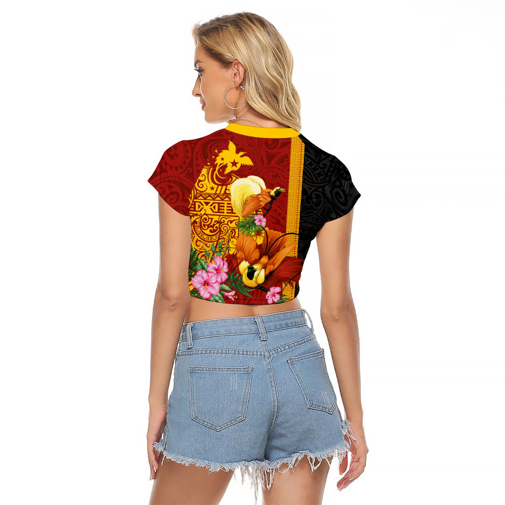 Papua New Guinea Independence Day Raglan Cropped T Shirt Birds-of-Paradise Melanesian Tattoos Tropical Plants