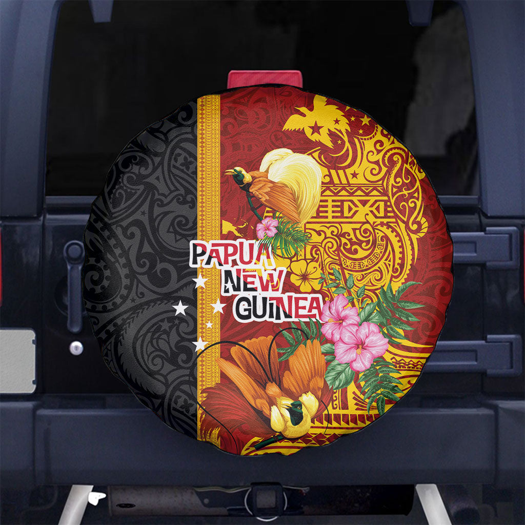 Papua New Guinea Independence Day Spare Tire Cover Birds-of-Paradise Melanesian Tattoos Tropical Plants LT03 No hole Multicolor - Polynesian Pride