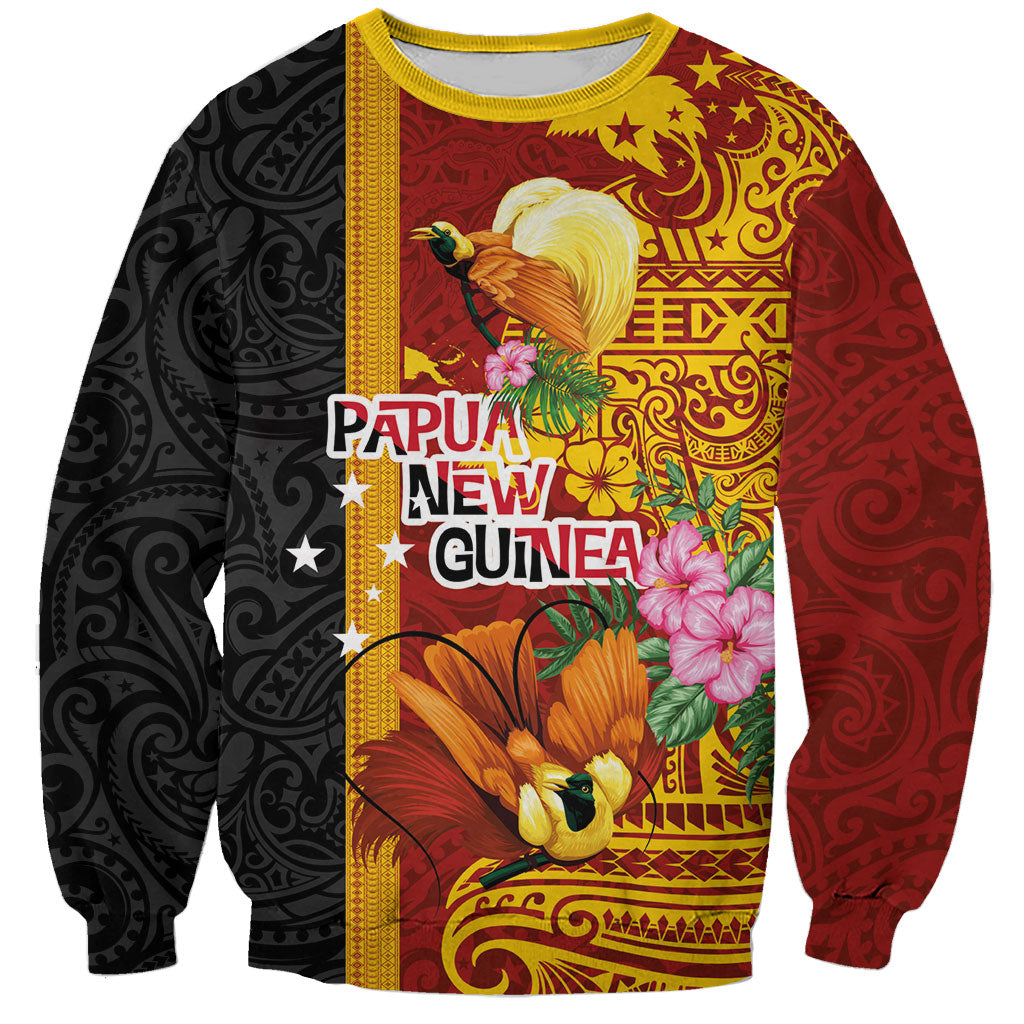 Papua New Guinea Independence Day Sweatshirt Birds-of-Paradise Melanesian Tattoos Tropical Plants